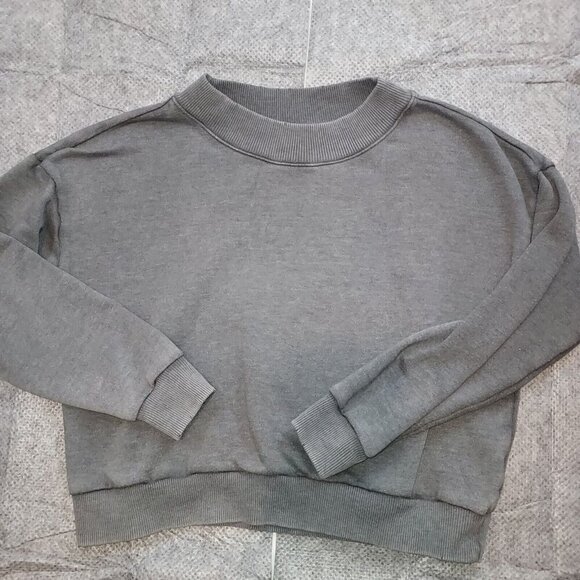 Aerie Sweatshirt Womens Large Oversized Crew Neck Dolman Sleeve Gray Comfy - Picture 1 of 11